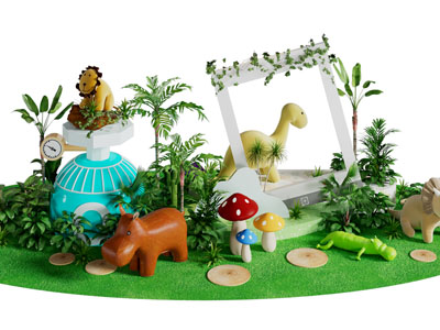 现代卡通动物 花草美陈 户外装置