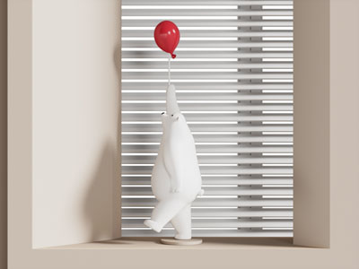 现代北极熊雕塑雕刻摆件组合