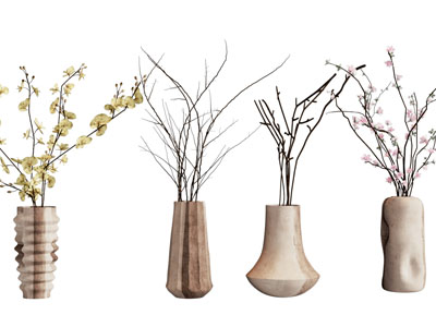 侘寂风花瓶花卉