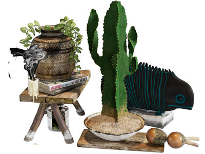 侘寂风陶艺花瓶 多肉盆栽 摆件组合