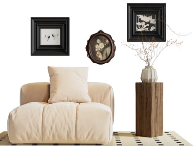 现代布艺懒人沙发 装饰挂画