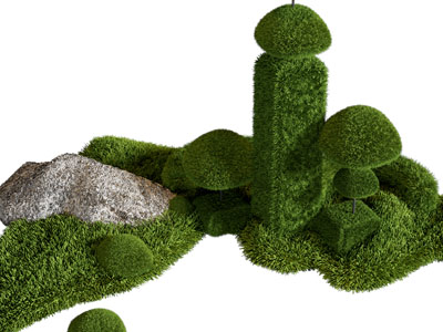 新中式景观灌木 石头 花草景观园艺小品