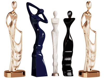 现代金属抽象人物雕塑雕刻 摆件组合