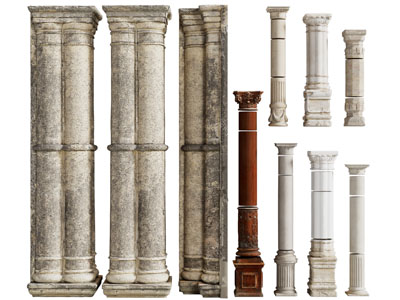 欧式破旧的罗马柱子3d模型 欧式破旧的罗马柱子