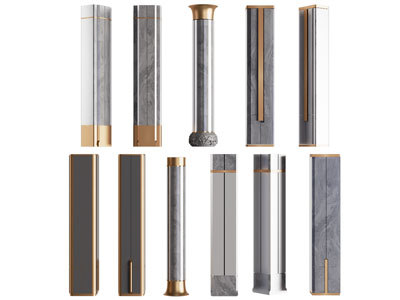 新中式方形 圆形柱子3d模型 新中式方形 圆形柱子