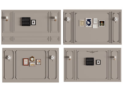 欧式床头背景墙3d模型 欧式床头背景墙