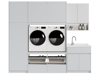 现代阳台洗衣机收纳柜