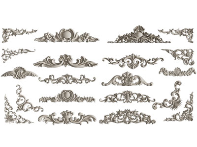 欧式雕花装饰构件3d模型 欧式雕花装饰构件