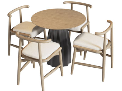 新中式休闲圆形餐桌椅组合