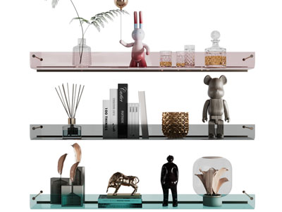 现代亚克力墙面置物架 摆件组合