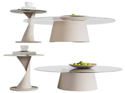 现代圆形茶几边几3d模型 现代圆形茶几边几