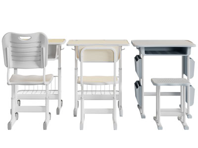 现代学生书桌椅组合3d模型 现代学生书桌椅组合