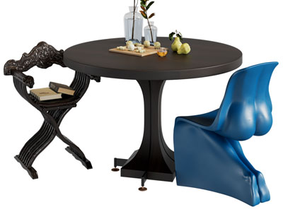 法式圆形餐桌椅组合