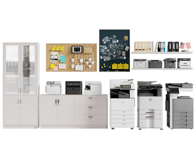 现代办公文件收纳柜 打印机 墙面置物架