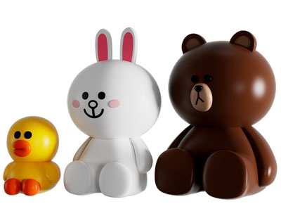 现代卡通兔子 熊 鸭子摆件组合 儿童玩偶玩具