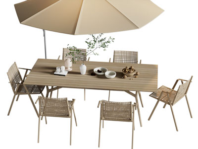 现代户外遮阳伞 餐桌椅组合