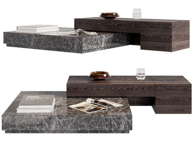 现代拼接长方形茶几3d模型 现代拼接长方形茶几