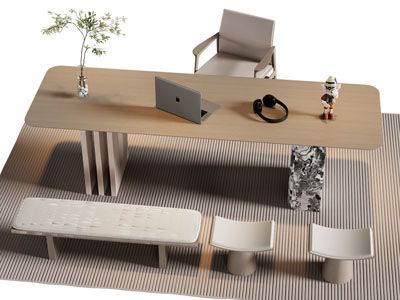 现代长方形老板台 老板桌椅组合