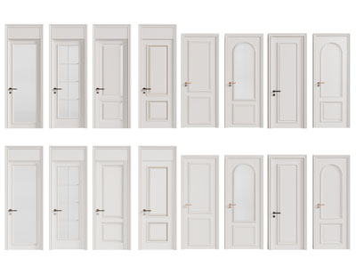 简欧实木门 平开门 入户门 玻璃门3d模型 简欧实木门 平开门 入户门 玻璃门