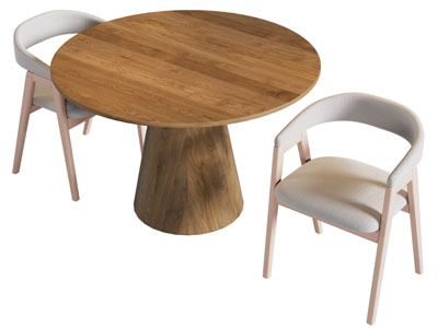 现代实木圆形餐桌椅组合