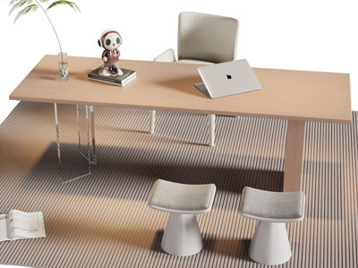 现代书桌椅组合3d模型 现代书桌椅组合