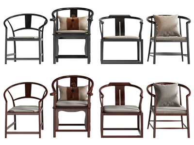 新中式扶手椅子 圈椅