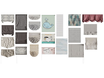 现代布艺拉帘 罗马帘 卷帘