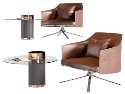 现代休闲椅子 边几