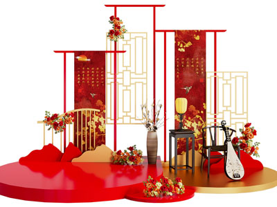新中式节日美陈 户外装置 演绎舞台