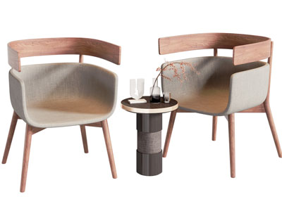 现代休闲椅子 边几