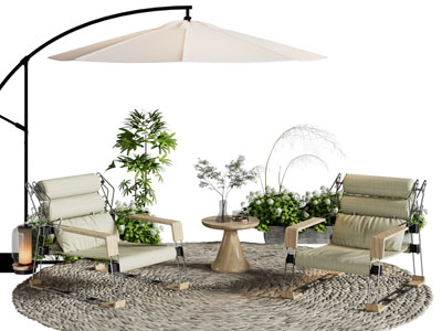 现代户外遮阳伞 休闲椅子和边几