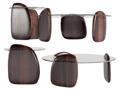 现代圆形玻璃茶几 边几3d模型 现代圆形玻璃茶几 边几