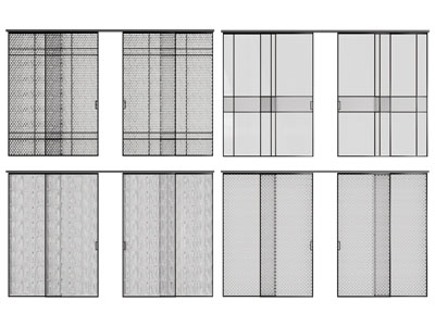 现代花纹玻璃推拉门3d模型 现代花纹玻璃推拉门