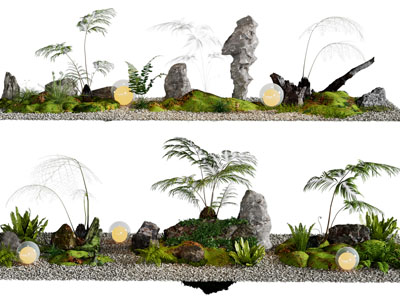 新中式石头 假山 花草植物景观园艺小品