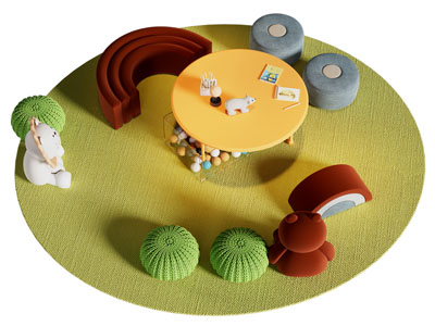 现代儿童桌椅组合 卡通坐墩 坐垫