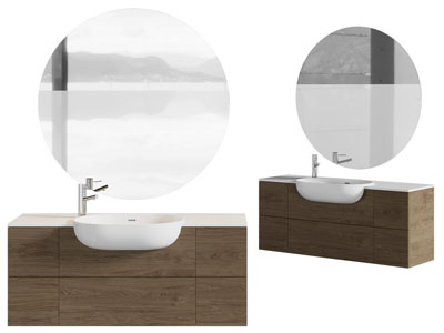 现代实木洗手台 镜子