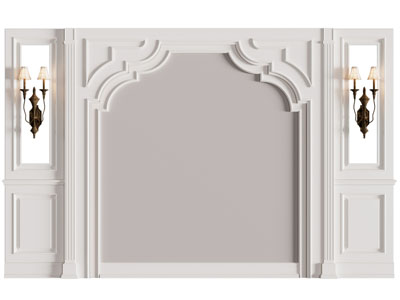 欧式床头背景墙3d模型 欧式床头背景墙