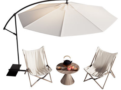 现代遮阳伞 休闲椅子 边几