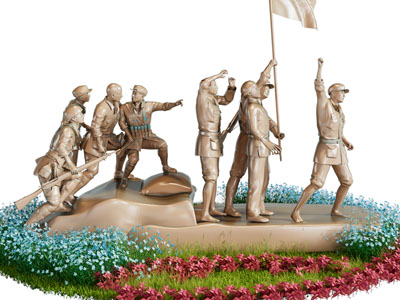 现代红军雕塑雕刻 花草植物景观园艺小品