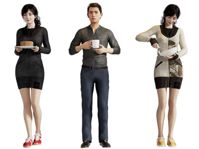 现代端着咖啡杯的男人 女人 多人 人物