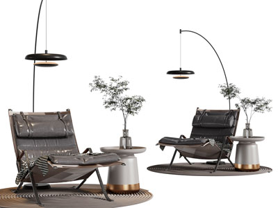 现代休闲椅子 边几 落地灯