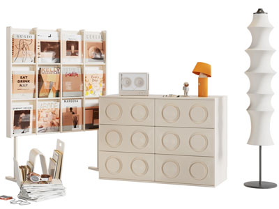 现代玄关柜 边柜 落地灯 书架3d模型 现代玄关柜 边柜 落地灯 书架