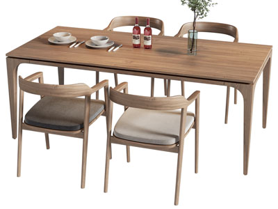 北欧实木长方形餐桌椅组合