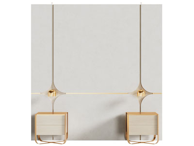 现代床头背景墙 床头柜3d模型 现代床头背景墙 床头柜