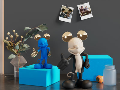 现代米老鼠雕塑雕刻摆件组合3d模型 现代米老鼠雕塑雕刻摆件组合