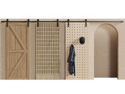 侘寂风推拉门 谷仓门 门拱3d模型 侘寂风推拉门 谷仓门 门拱