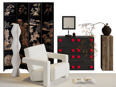 法式中古风休闲单人沙发 边柜 屏风