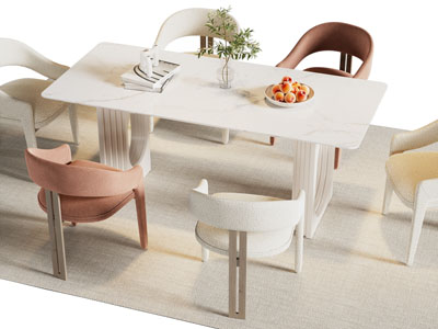 现代长方形餐桌椅组合