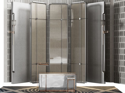 新中式前台接待台 背景墙