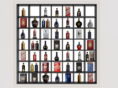 新中式酒瓶酒杯装饰柜 展柜